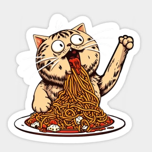 Cat eating spaghetti meme Sticker